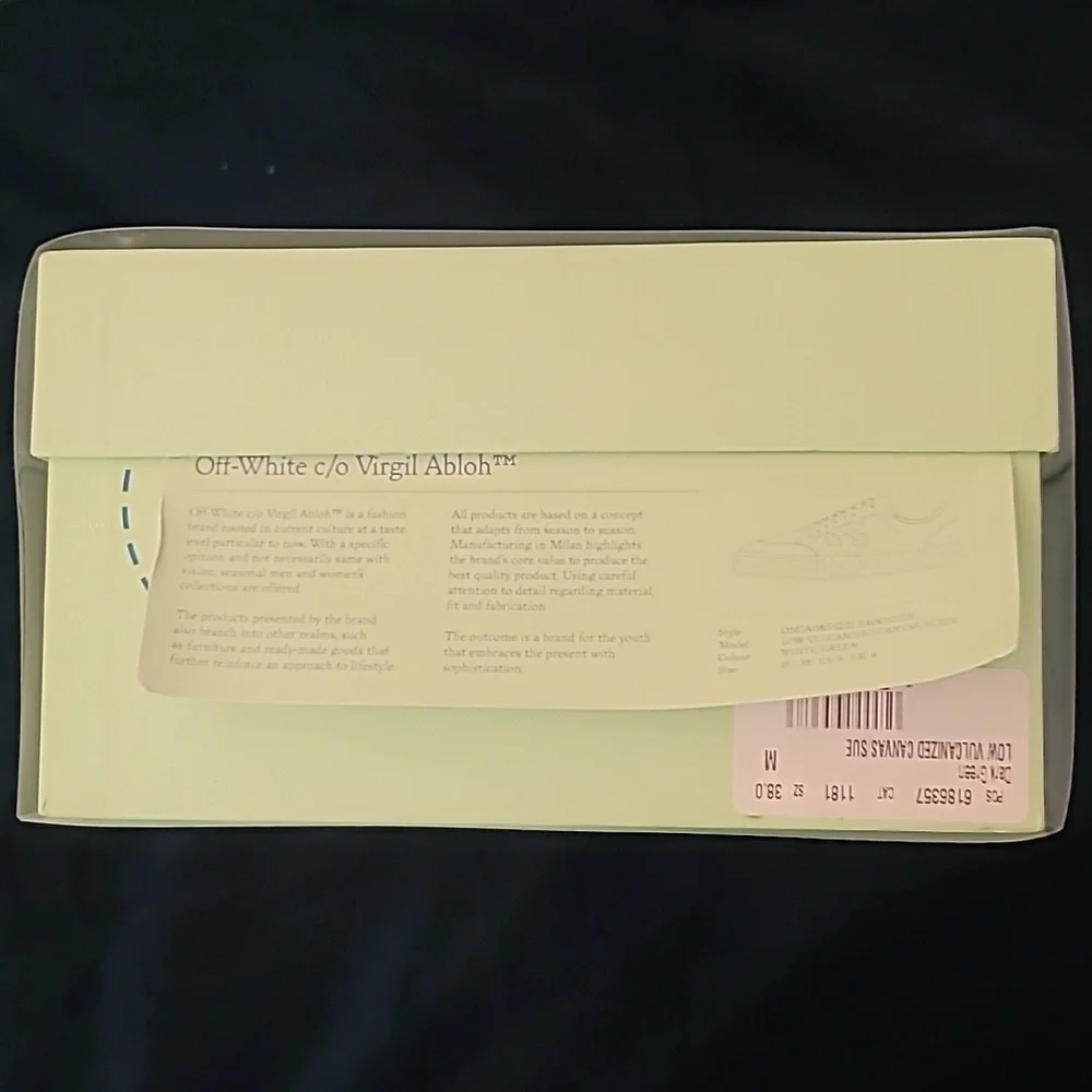 OFF WHITE, Low Vulcanized Sneaker, Men's, White/Magenta/Lime Green Canas & Suede - Picture 12 of 16